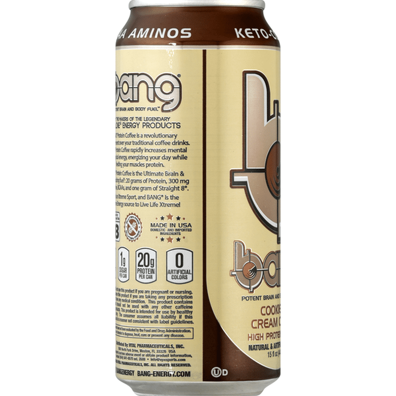 Bang Coffee, Cookies & Cream Craze, High Protein (15 oz) Instacart