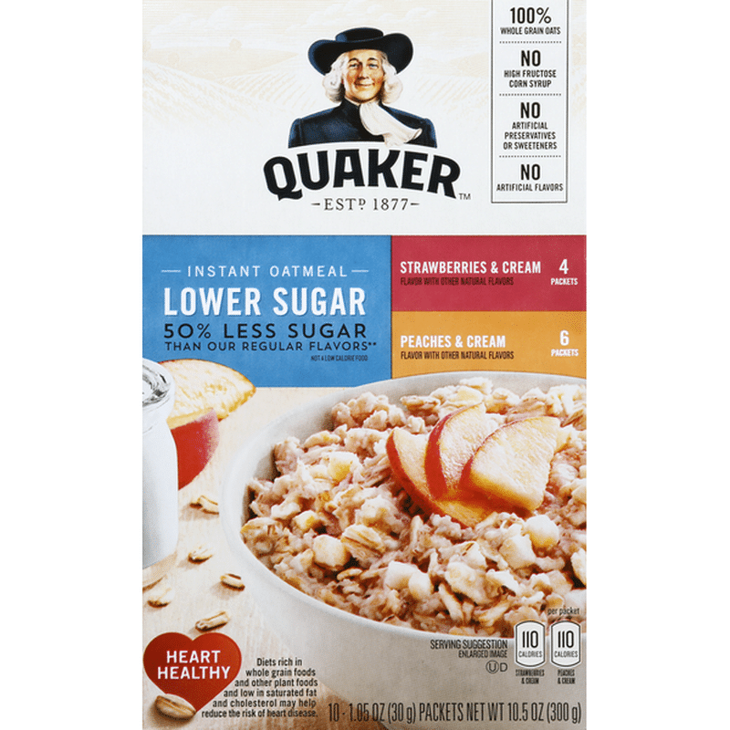Quaker Instant Oatmeal Lower Sugar Variety Pack (10.5 oz) - Instacart