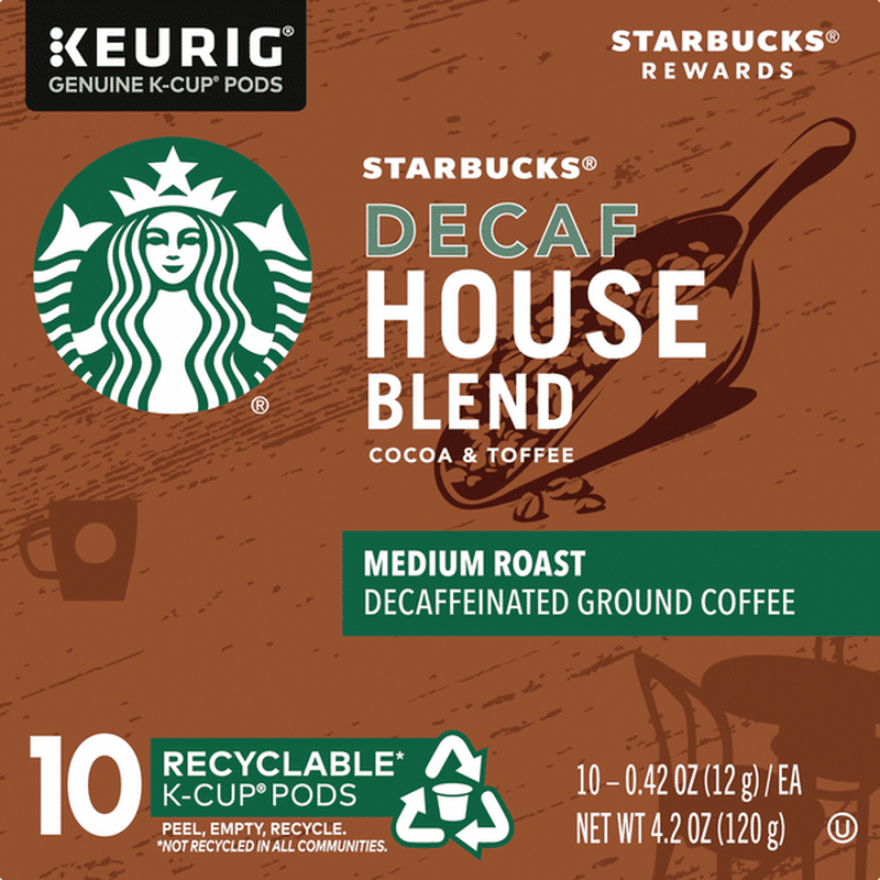 Starbucks Decaf KCup Coffee Pods — House Blend for Keurig Brewers (10