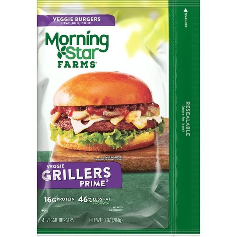 Morning Star Farms Veggie Burgers Grillers Prime (10 oz) - Instacart