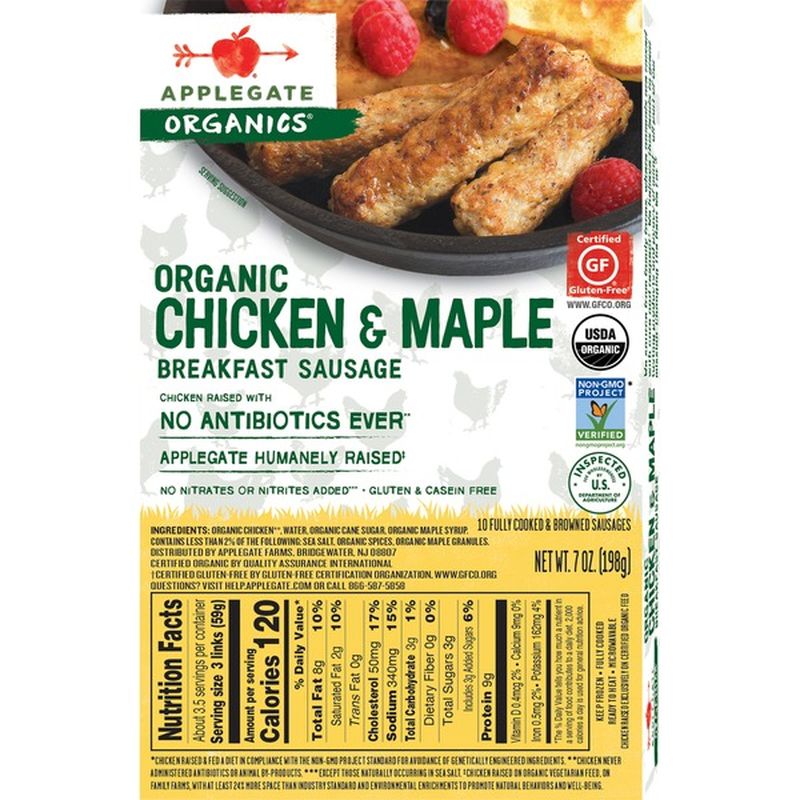 Applegate Organic Chicken & Maple Breakfast Sausage (198 g) Instacart