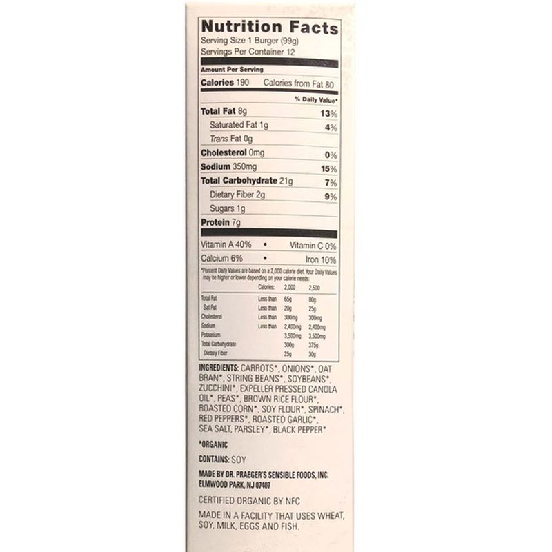 Dr. Praeger's Organic California Veggie Burgers, 12 x 3.5 oz