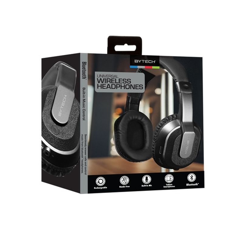Bytech Black Chrome Bluetooth Headphones With Case