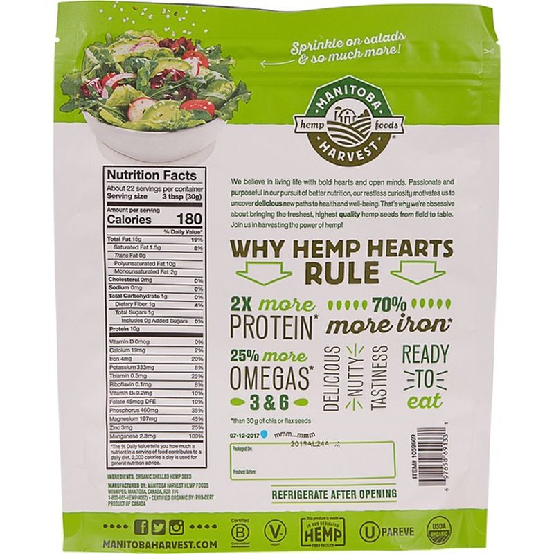 Manitoba Harvest Organic Hemp Hearts, 24 oz