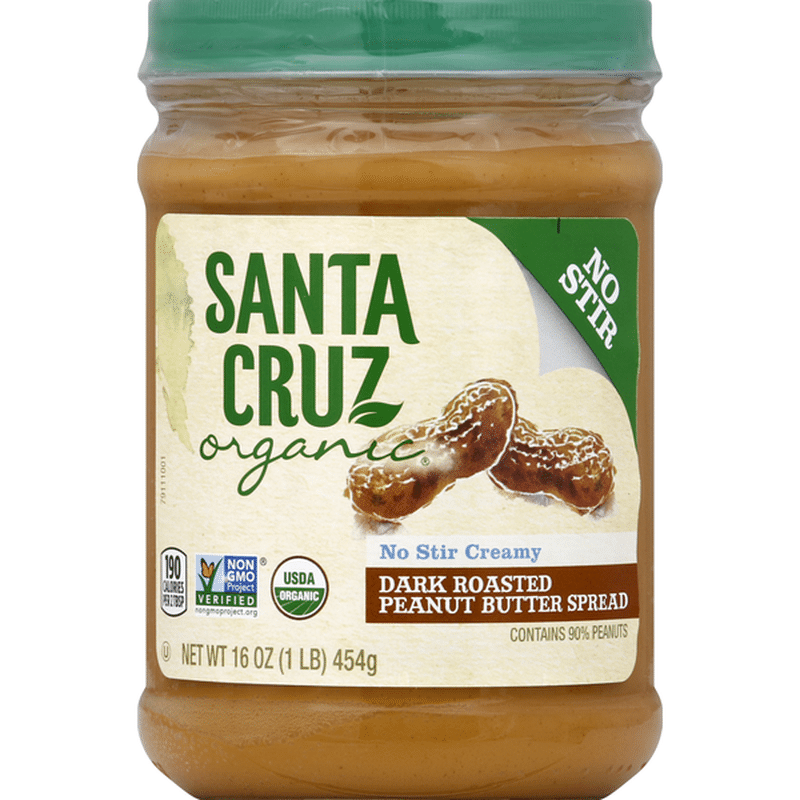 Santa Cruz Organic Peanut Butter Spread, Dark Roasted, Creamy (16 oz