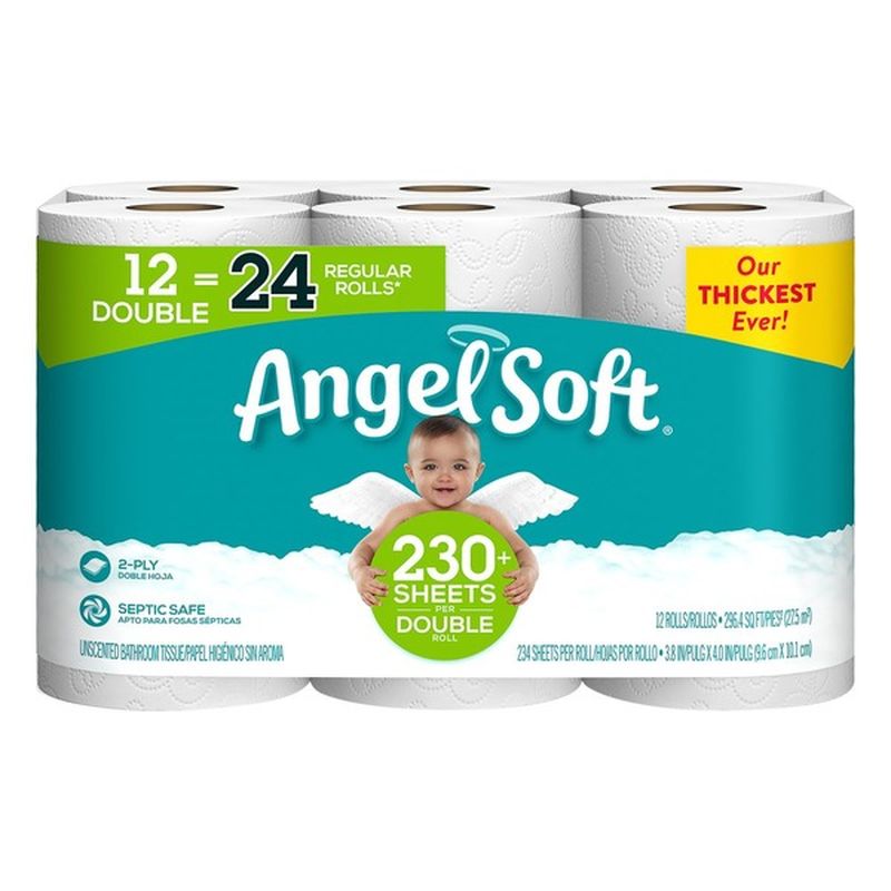 Angel Soft Toilet Paper, 12 Double Rolls, 2Ply (12 ct) Delivery or