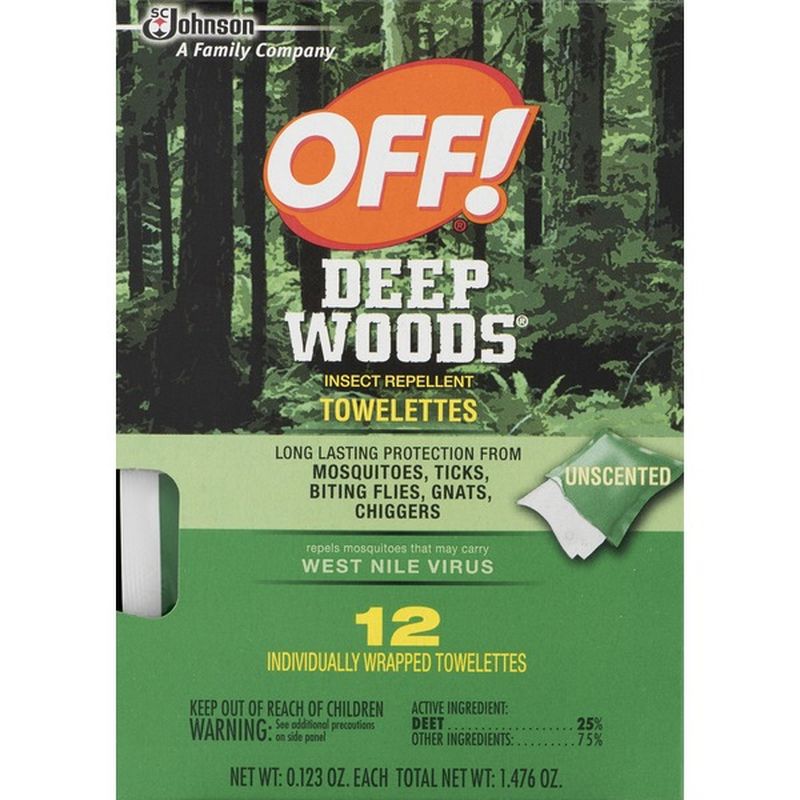 Off! Deep Woods Unscented Towelettes Insect Repellent- 12 Ct (0.123 Oz 