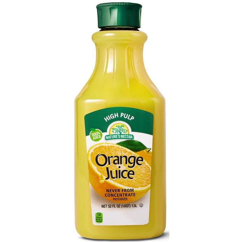 Natures Nectar 100 Pure Squeezed Orange Juice Not From Concentrate With Pulp 52 Fl Oz From 2969