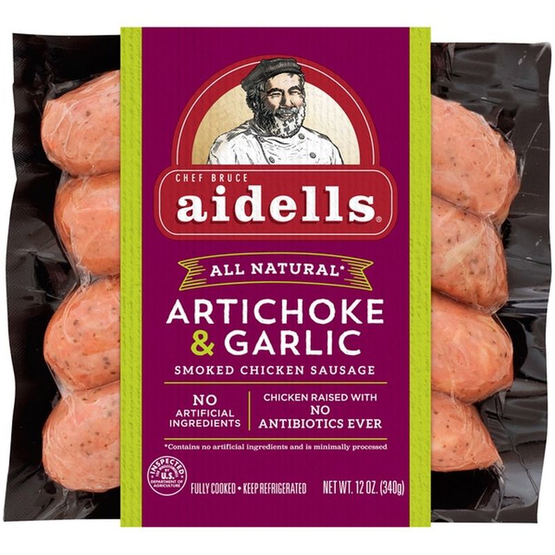 Aidells Sausage, Smoked Chicken, Artichoke & Garlic (12 oz) from
