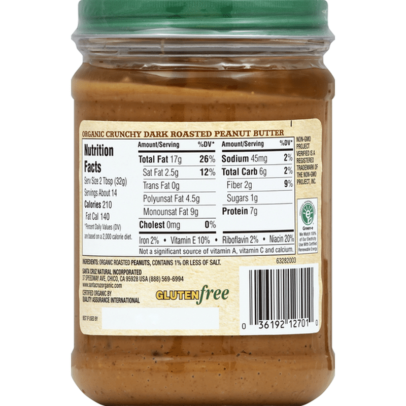 Santa Cruz Peanut Butter, Dark Roasted, Crunchy (16 oz) - Instacart