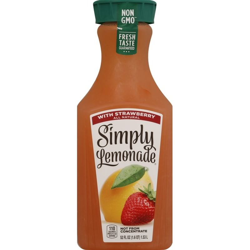 Simply Lemonade With Strawberry, All Natural NonGmo (52 oz) Instacart