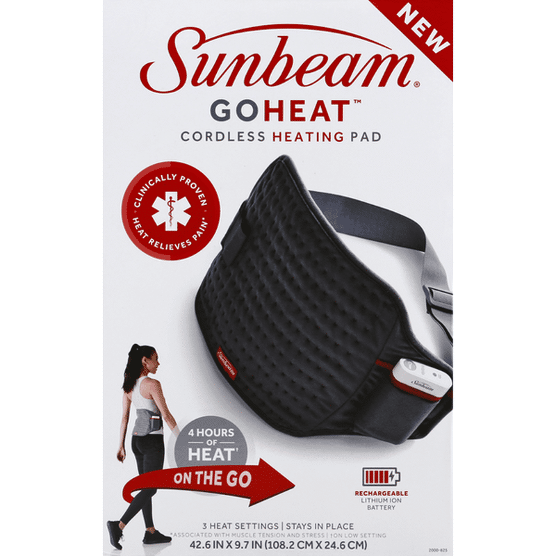 Sunbeam Heating Pad, Cordless, On The Go, Gray (1 each) Instacart