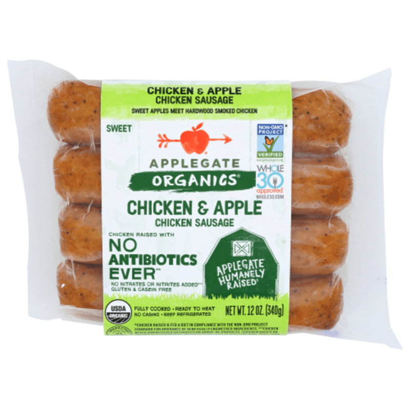 Applegate Organic Chicken & Apple Dinner Sausage (12 oz) - Instacart