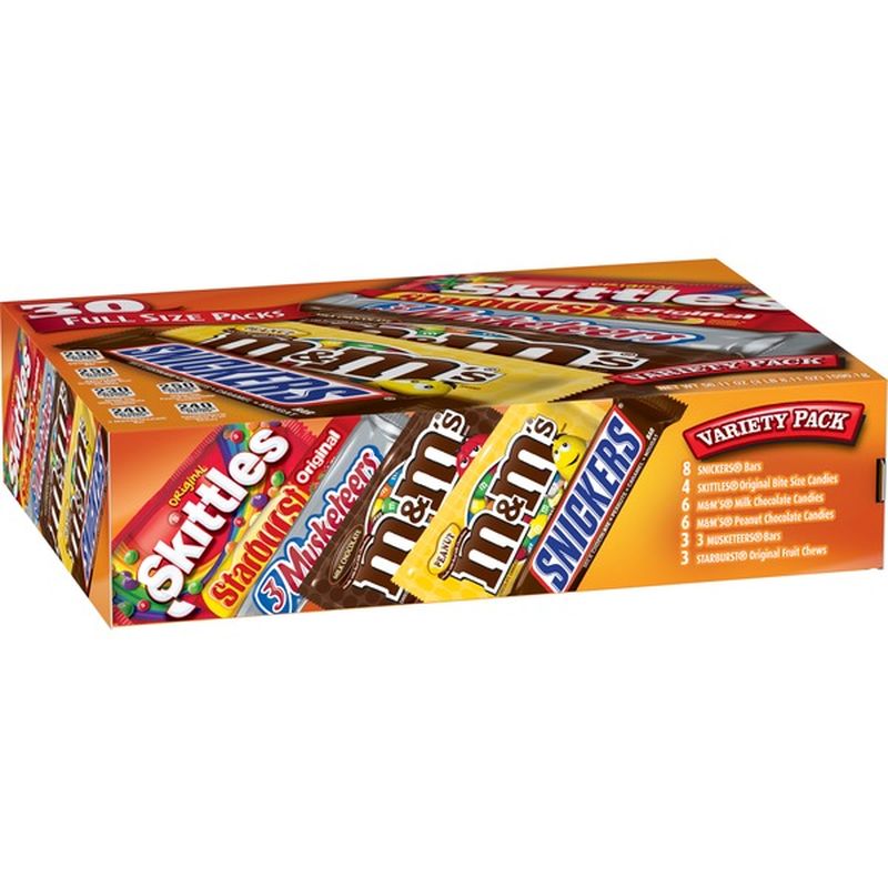 M M S Snickers 3 Musketeers Skittles Starburst Full Size
