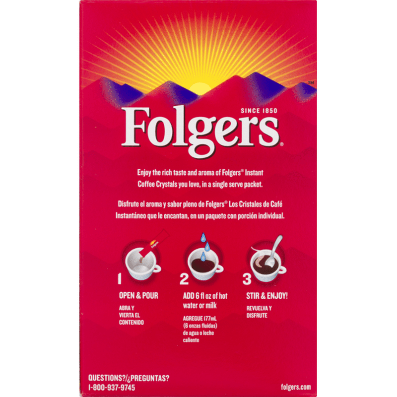 Folgers Instant Coffee Crystals Classic Roast Single Serve ...