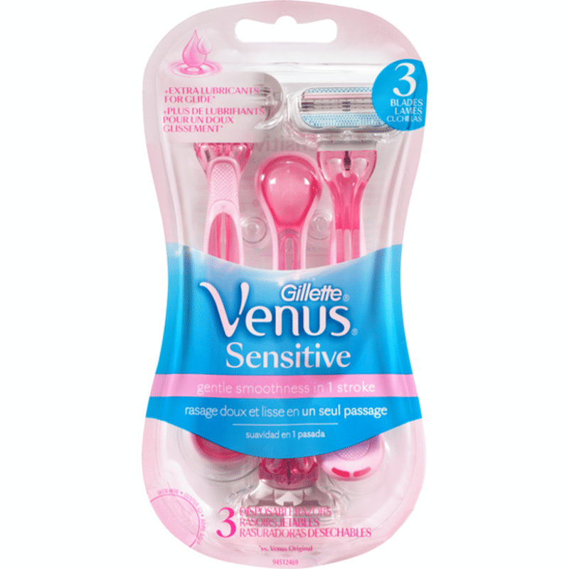 Venus Gillette Razors, Disposable, 3 Blades, Sensitive (3 ct) Instacart