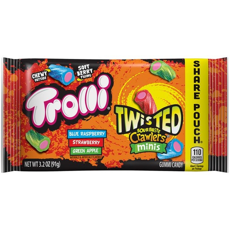 Trolli TWISTED SOUR BRITE CRAWLERS MINIS Blue Raspberry, Strawberry (3. ...