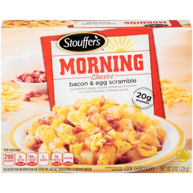 Stouffer S Morning Classics Scrambled Eggs Russet Potatoes Bacon In A Real Cheddar Cheese Sauce Bacon Egg Scramble 8 Oz Delivery Or Pickup Near Me Instacart