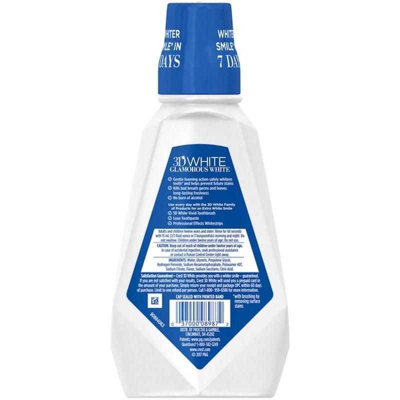 Crest 3D White Glamorous White Alcohol Free Whitening Mouthwash, Fresh Mint