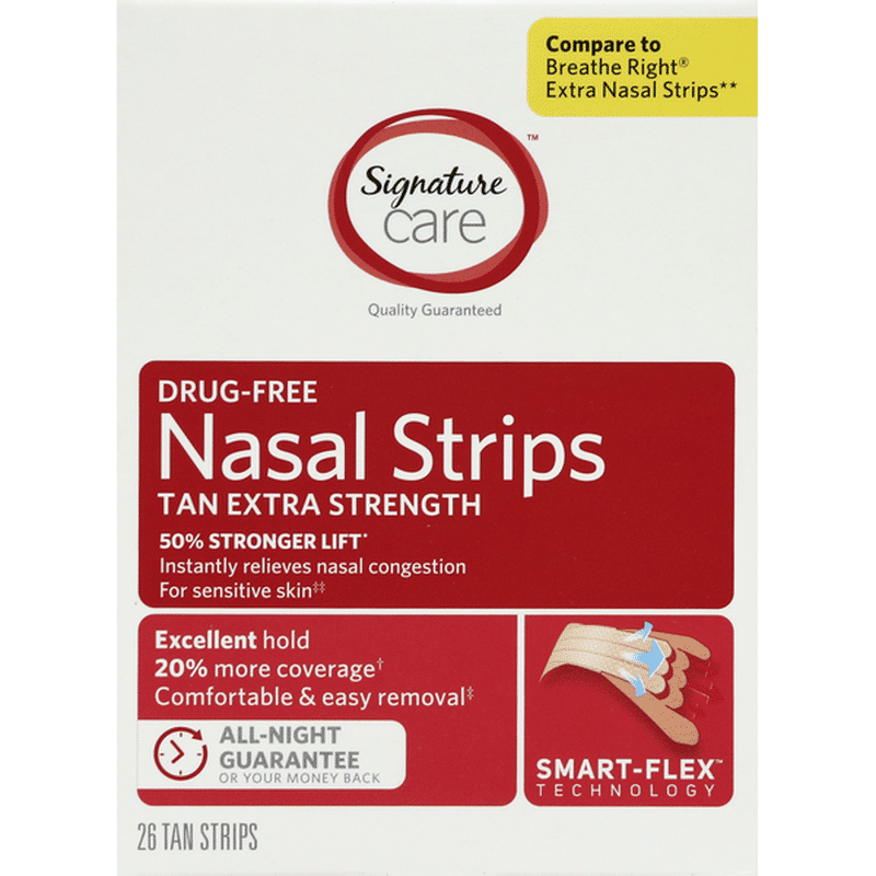 Signature Care Nasal Strips, DrugFree, Tan, Extra Strength (26 each
