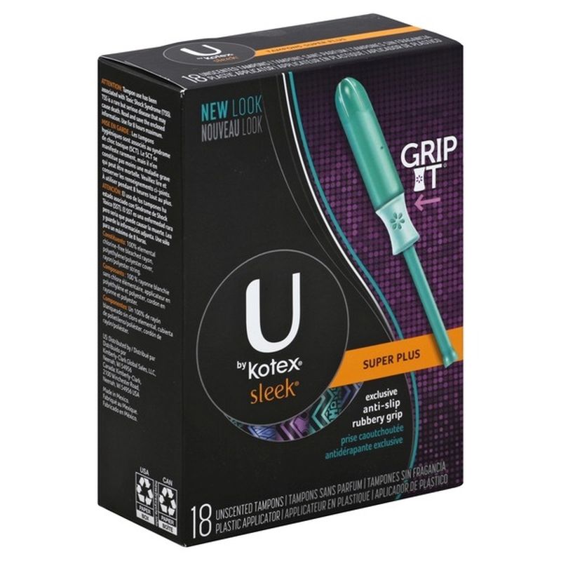 U by KotexSuper Premium Sleek Tampons, Super Plus Absorbency, FragranceFree (18 ct) Instacart