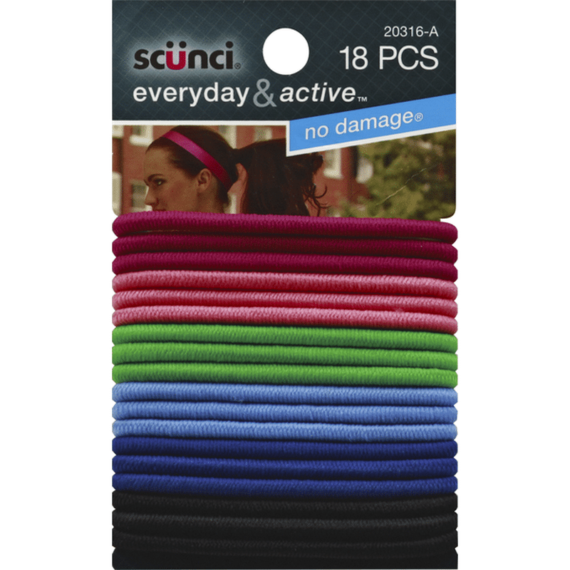 Scunci Everyday & Active No Damage Hair Elastics (18 ct) Instacart