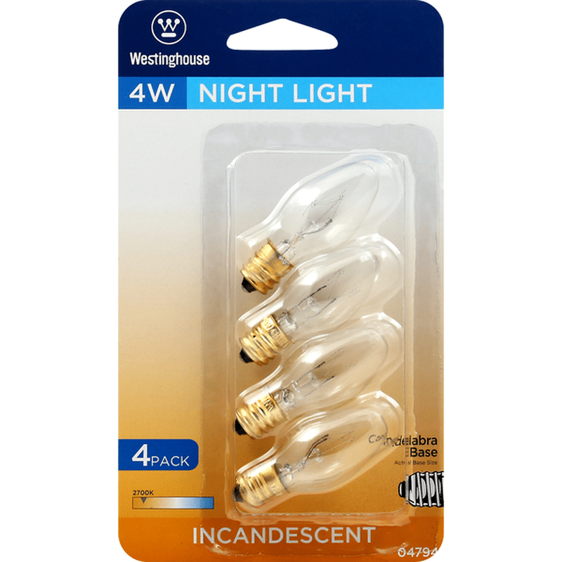 Westinghouse Light Bulb, Incandescent, Night Light, 4 Watts, 4 Pack (4