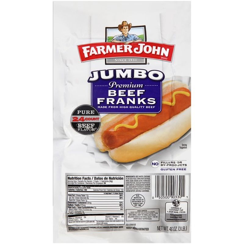 Farmer John Jumbo Premium Beef Franks (48 oz) Instacart