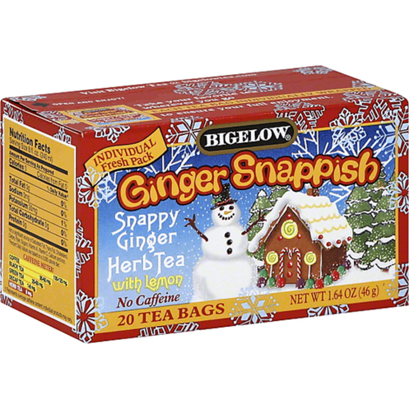 Bigelow Ginger Snappish Snappy Ginger Herb Tea with Lemon 1.64 oz (1.64