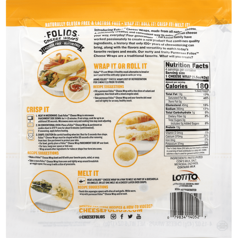Folios Cheese Wraps, Parmesan