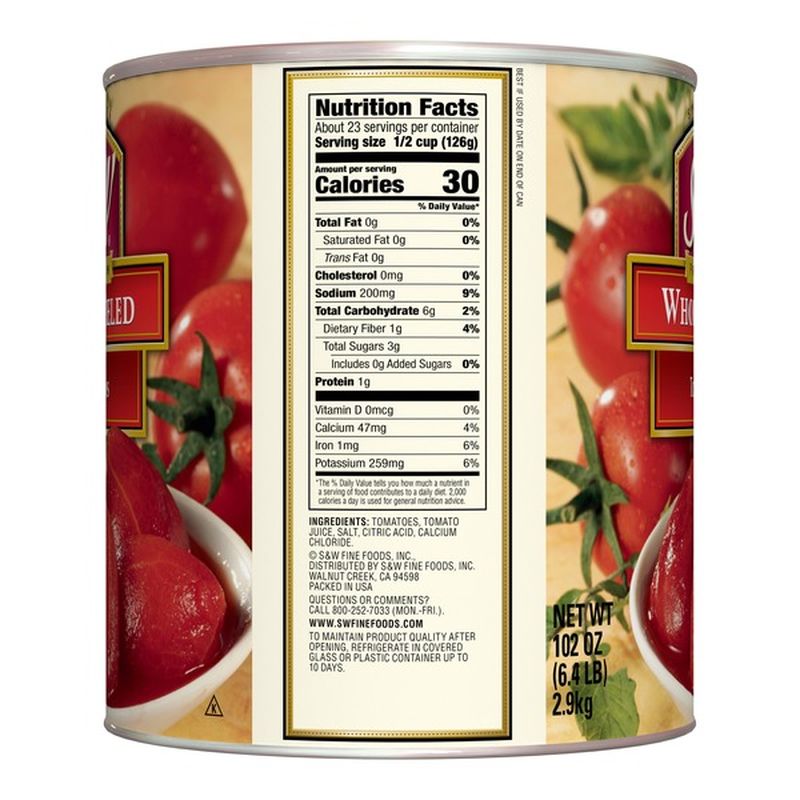 S&W Premium Whole Peeled Tomatoes (102 oz) from Costco Instacart