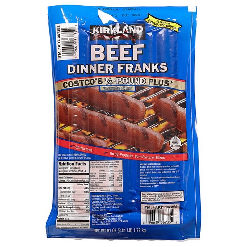 Kirkland Signature Beef Dinner Frank, 61 oz (61 oz) Instacart