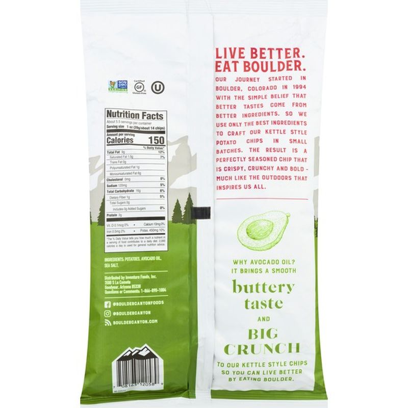 Boulder Canyon Potato Chips, Classic Sea Salt, Avocado Oil, Kettle