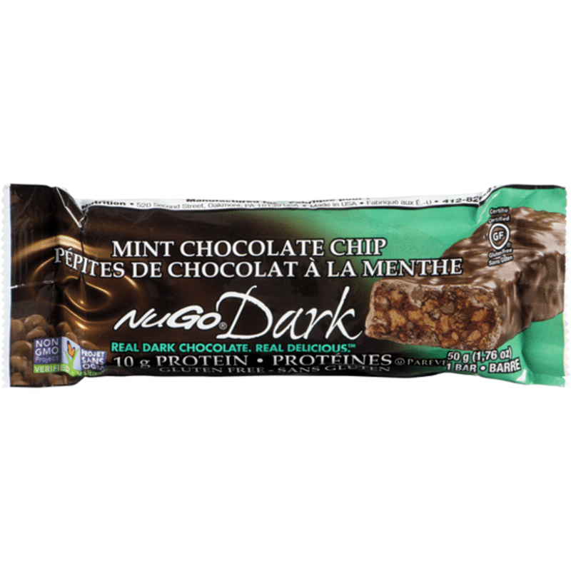 NuGo Dark Mint Chocolate Chip, Vegan, Gluten Free, Protein Bar (1.76 oz