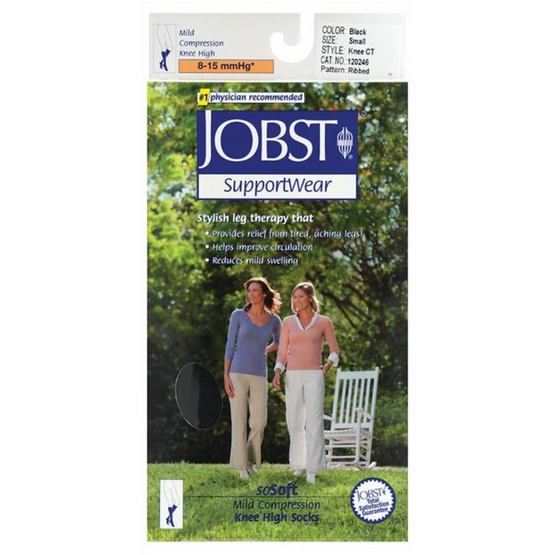 JOBST Women's So Soft Ribbed Pattern Knee High Compression 4.5-6.5 Black Socks
