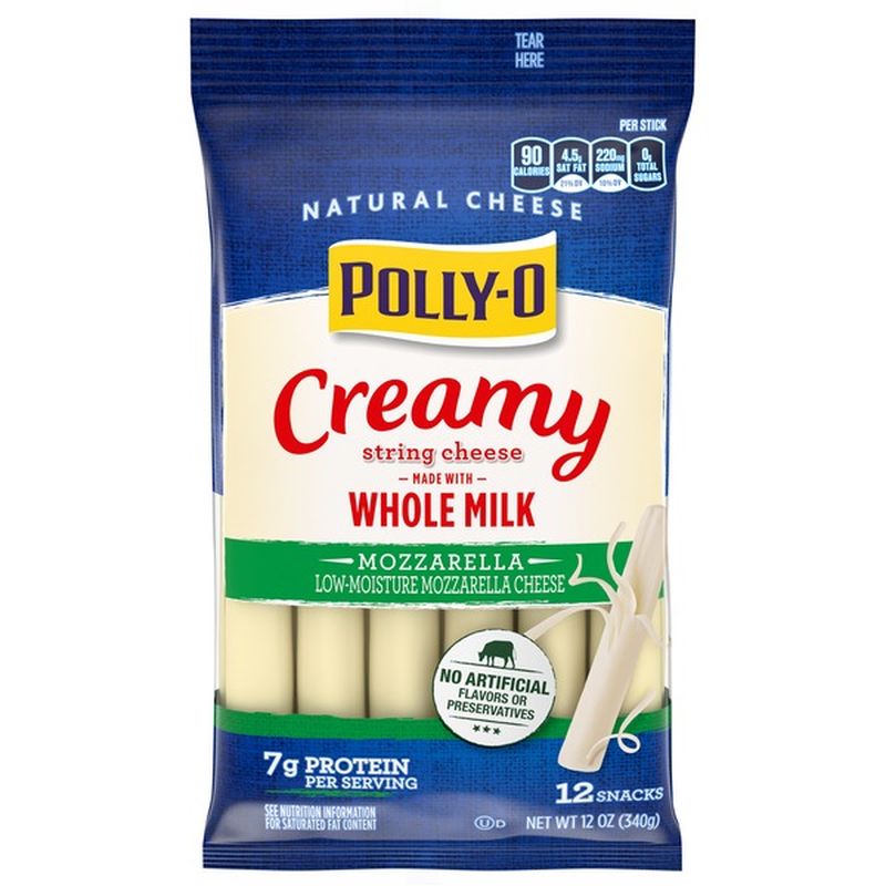 PollyO Creamy String Cheese Mozzarella Cheese Snacks with Whole Milk