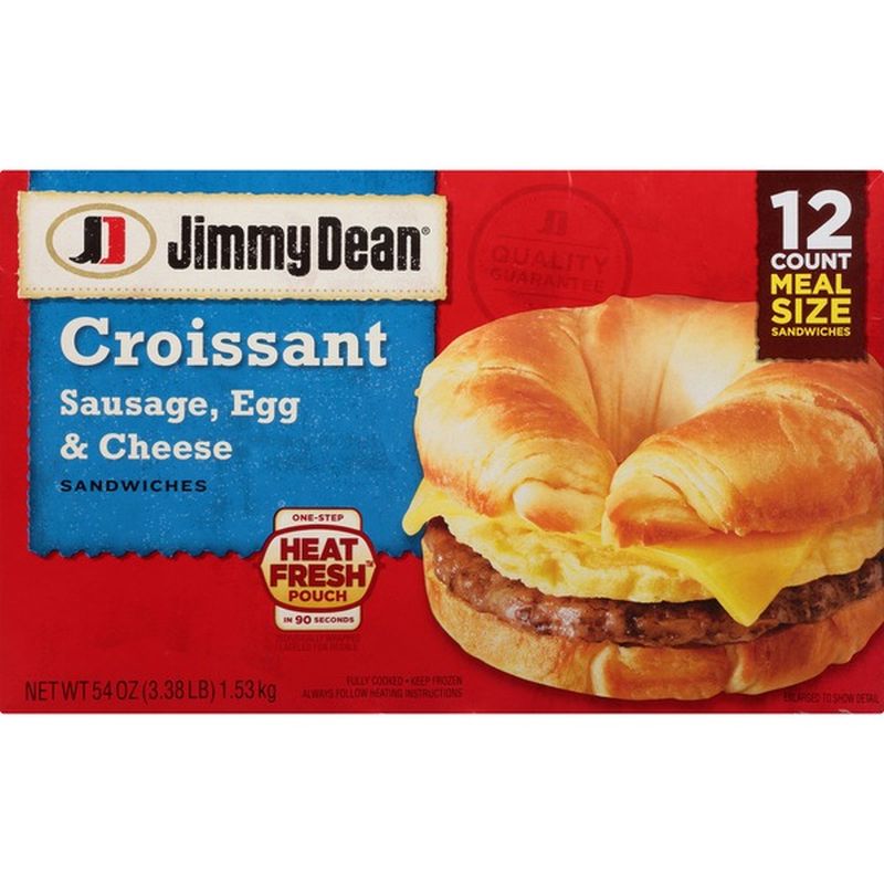 Jimmy Dean Sausage, Egg & Cheese Croissant Sandwiches, Frozen (54 oz ...