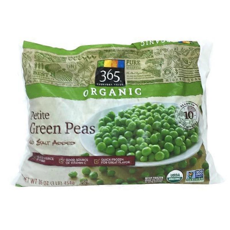 365 Everyday Value Organic No Salt Added Petite Green Peas (16 oz