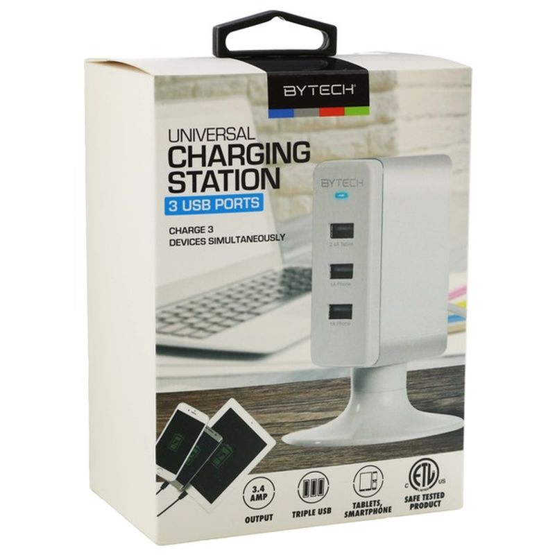 Bytech White 3 USB Ports Universal Charging Station