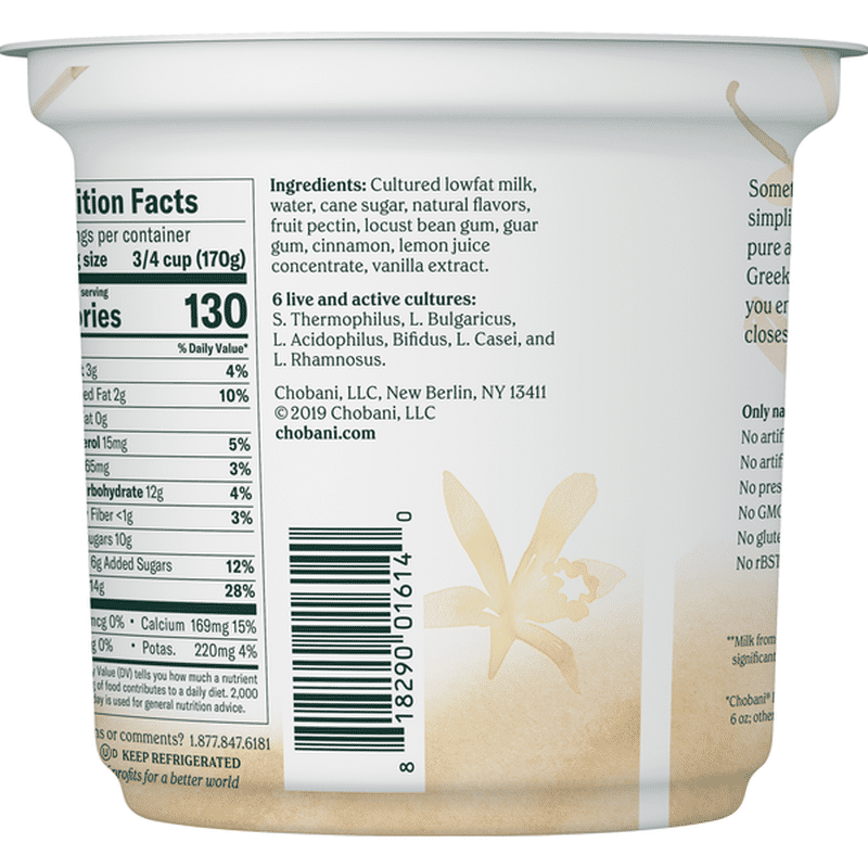 Chobani Yogurt, LowFat, Madagascar Vanilla & Cinnamon (24 oz) Instacart