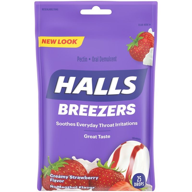 Halls Creamy Strawberry Oral Demulcent Pectin Drops (25 ct) Instacart