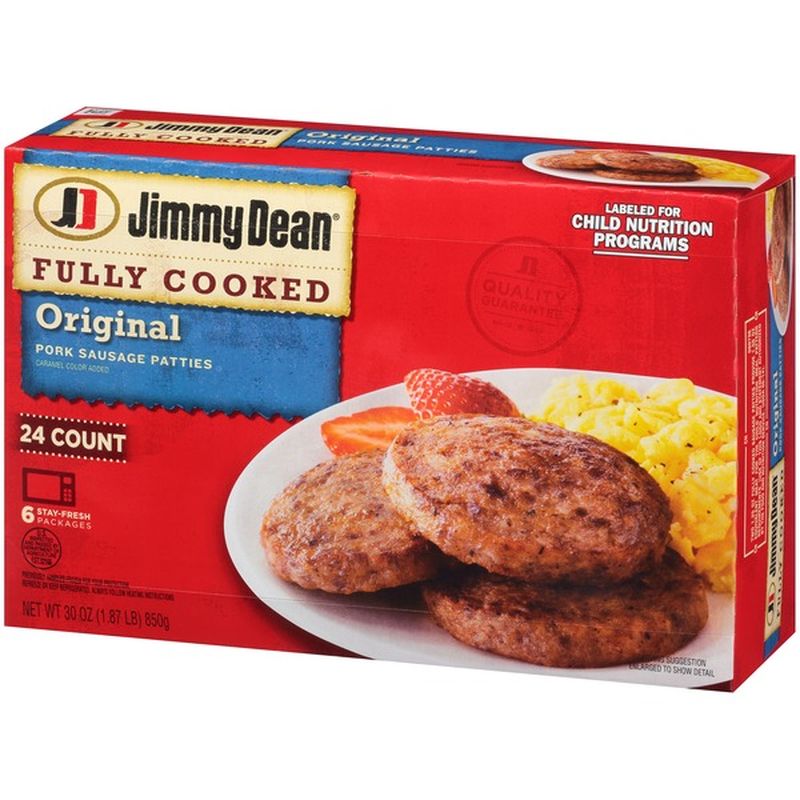 Jimmy Dean Fully Cooked Original Pork Sausage Patties, 24 Count (30 oz