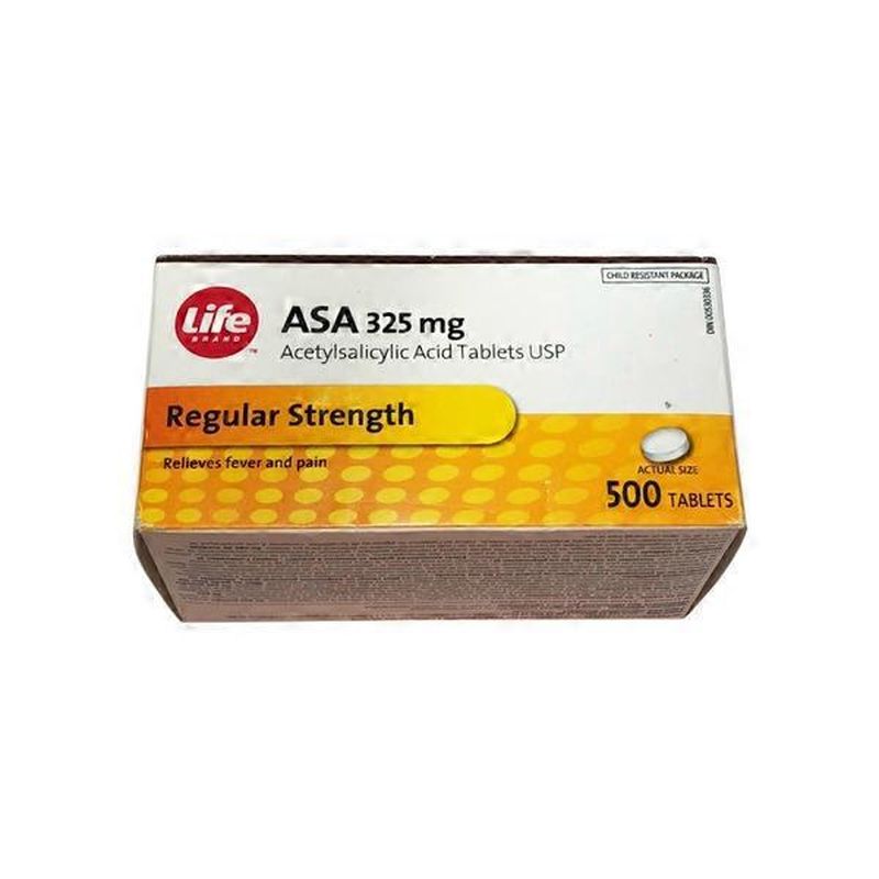 Life Brand 325mg Regular Strength ASA Pain Relief Tablets (500 ct
