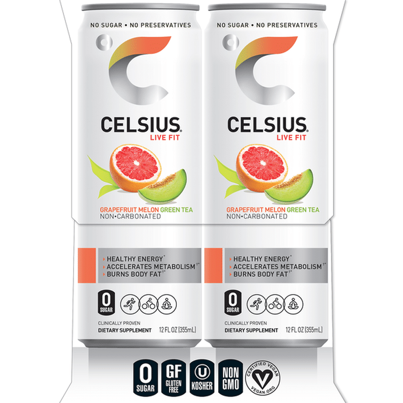 Celsius Green Tea, Grapefruit Melon, NonCarbonated (4 ct) Instacart