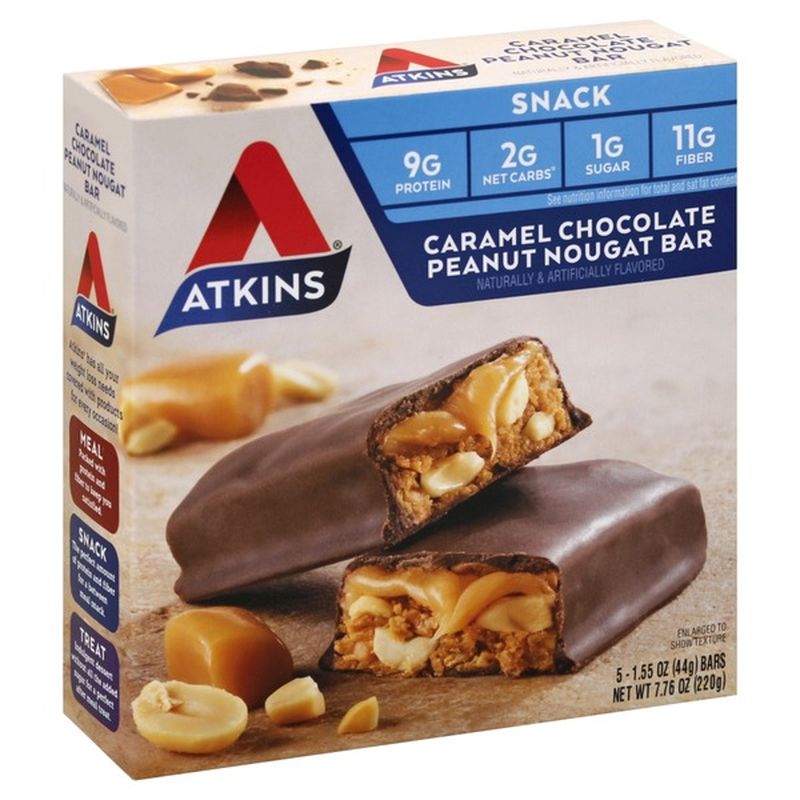 Atkins Snack Bar, Caramel Chocolate Peanut Nougat (1.55 oz) - Instacart