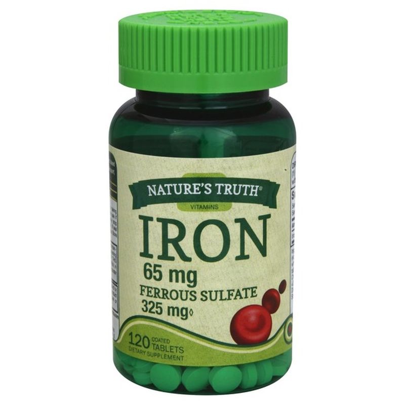 Nature's Truth Iron, Ferrous Sulfate, 325 Mg, Coated Tablets (120 Each ...