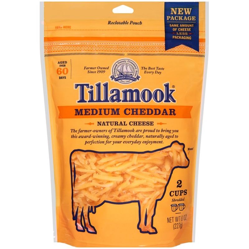 Tillamook Medium Cheddar Shredded Cheese (8 oz) Instacart