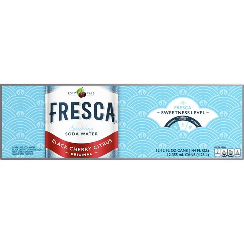 Fresca Black Cherry Soda Sparkling Flavored Soft Drink Zero Calorie And