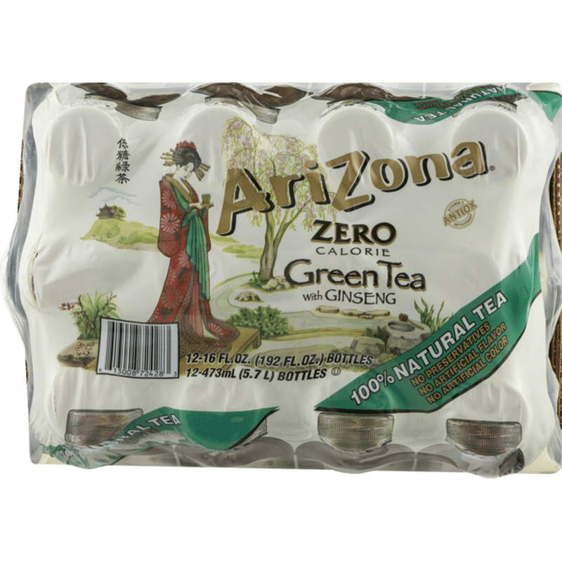 Arizona Zero Calorie Green Tea With Ginseng Healthy AriZona Zero Calorie Green Tea with Ginseng, Bottles (16 fl oz) from