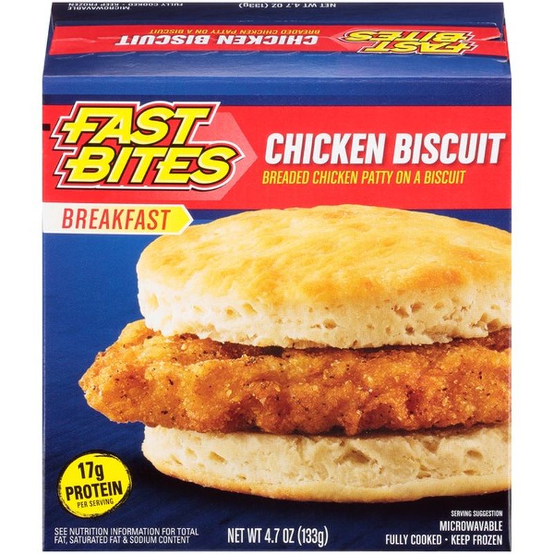 Fast Bites Breakfast Chicken Biscuit, Breaded Chicken Patty on a